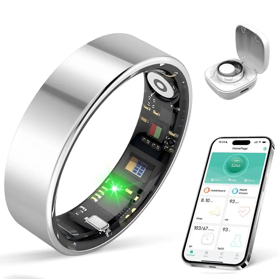 Smart Health Ring Fitness Tracker for Women Men Heart Rate Sleep Monitoring Step Counting IP68 Waterproof Activity Ring Compatible with Ios Android No Subscription