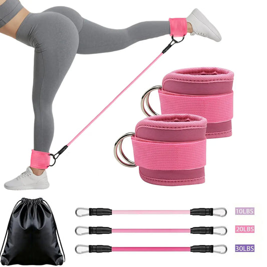 Ankle Elastic Band with Straps, Glute Training Elastic Band, Women’S Butt-Lifting Elastic Band, Leg and Glute Training Equipment, Adjustable Ankle Strap Elastic Band (Suitable for Home Gyms)