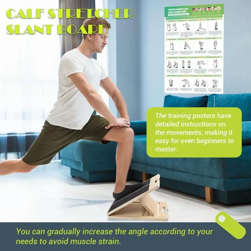 Slant Board for Calf Stretching Wooden Portable Calf Stretcher Board for Physical Support and Reducing Injury Risk Adjustable Incline Levels anti Slip Grip Surface