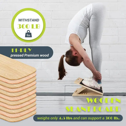 Slant Board for Calf Stretching Wooden Portable Calf Stretcher Board for Physical Support and Reducing Injury Risk Adjustable Incline Levels anti Slip Grip Surface