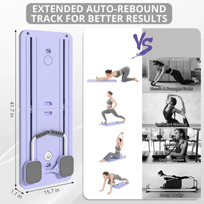 UMAY Pilates Board with Yoga Socks - Pilates Equipment Set, Multifunctional Foldable Home Pilates Board, 5-In-1 Pilates Skateboard