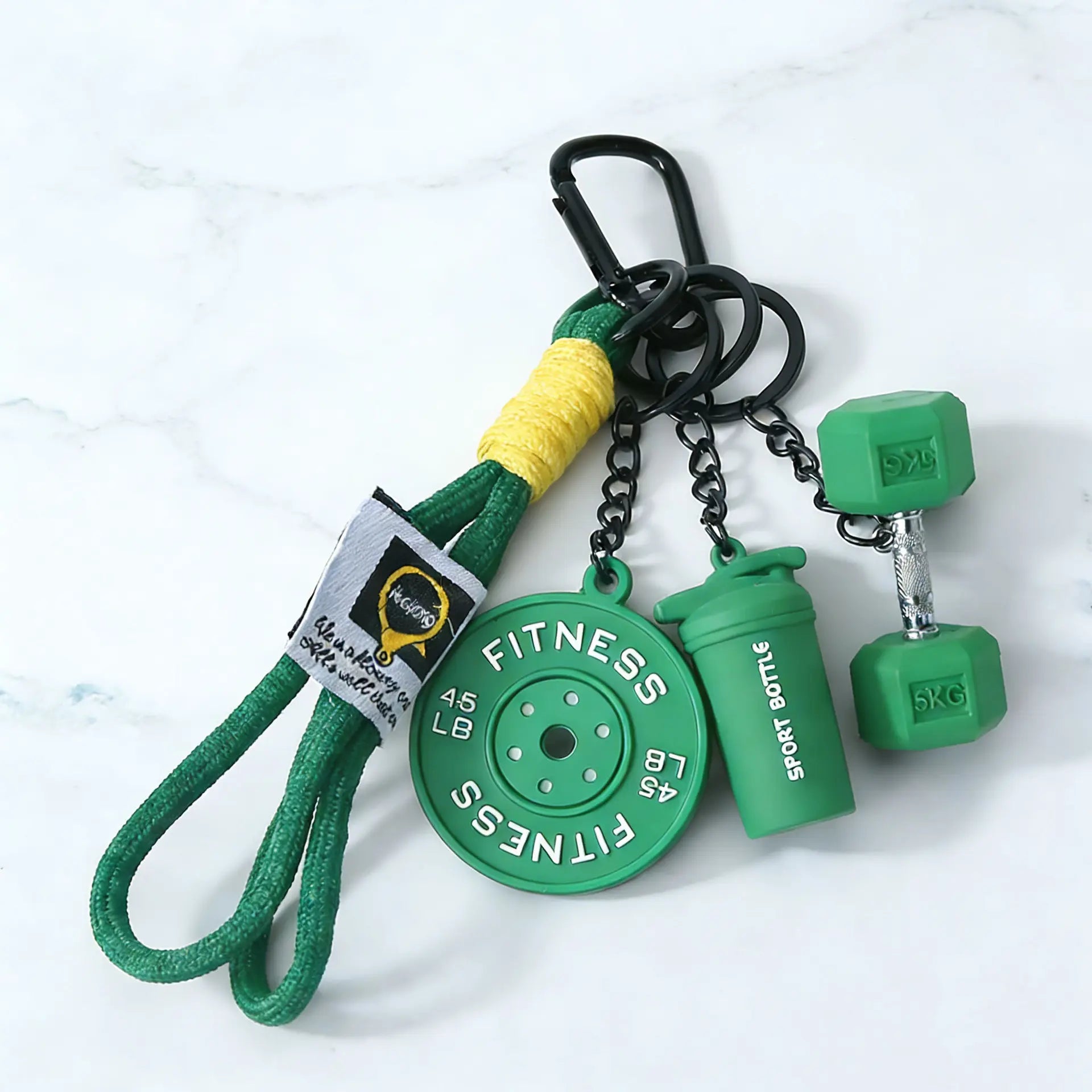 Dumbbell Gym Keychain Silicone Keyring with Metal Handle Fitness Key Chain with Dumbbell Barbell Plate Kettle for Fitness Enthusiasts Men'S Accessories