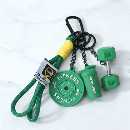 Dumbbell Gym Keychain Silicone Keyring with Metal Handle Fitness Key Chain with Dumbbell Barbell Plate Kettle for Fitness Enthusiasts Men'S Accessories