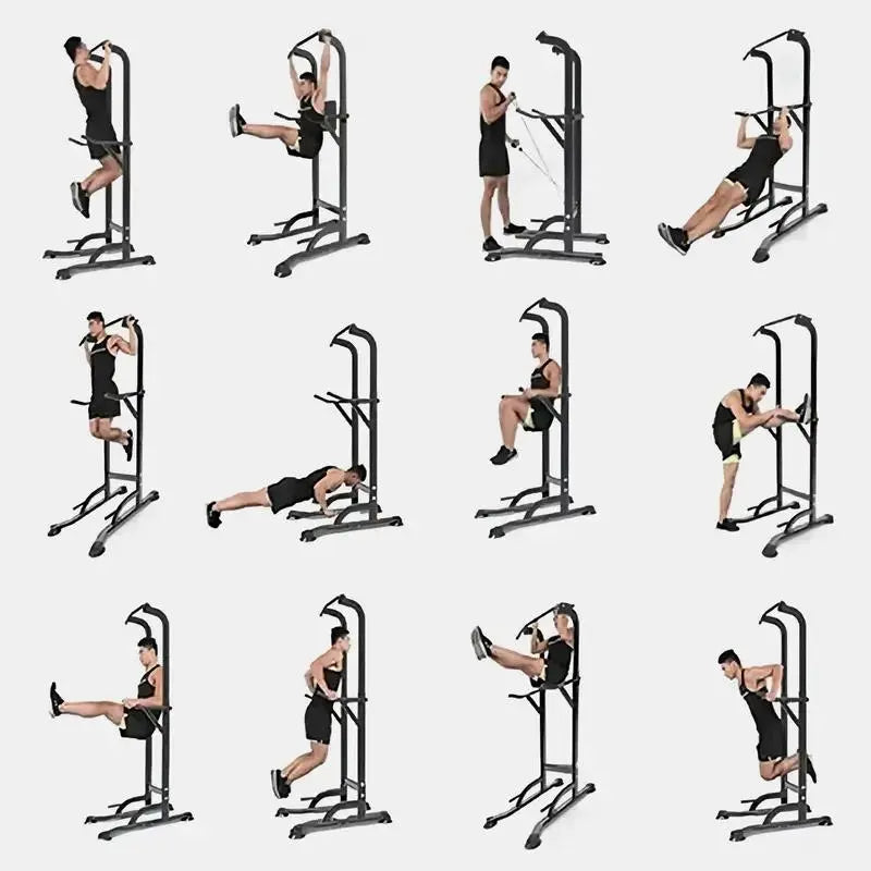 Versatile Home Gym Power Tower - Adjustable Pull-Up and Dip Bar System, Stainless Steel, 5-In-1 Versatility, Space-Efficient Design, Ideal for Calisthenics and Home Fitness - Lat Pulldown Machine