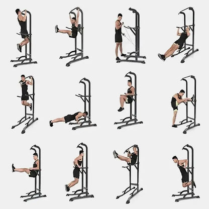 Versatile Home Gym Power Tower - Adjustable Pull-Up and Dip Bar System, Stainless Steel, 5-In-1 Versatility, Space-Efficient Design, Ideal for Calisthenics and Home Fitness - Lat Pulldown Machine