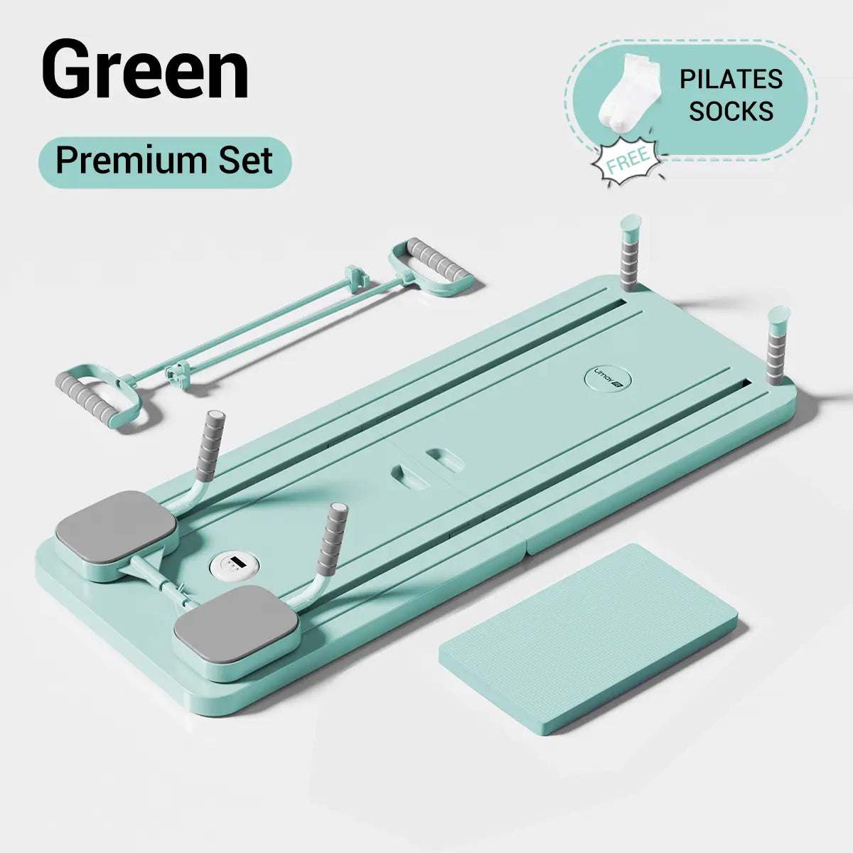 UMAY Pilates Board with Yoga Socks - Pilates Equipment Set, Multifunctional Foldable Home Pilates Board, 5-In-1 Pilates Skateboard