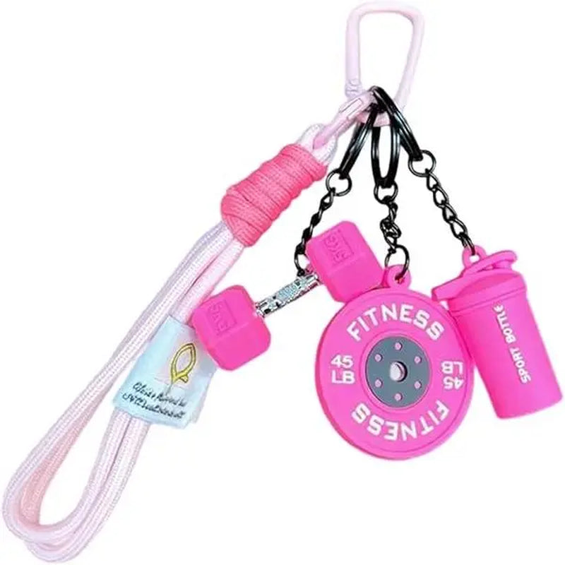 Dumbbell Gym Keychain Silicone Keyring with Metal Handle Fitness Key Chain with Dumbbell Barbell Plate Kettle for Fitness Enthusiasts Men'S Accessories