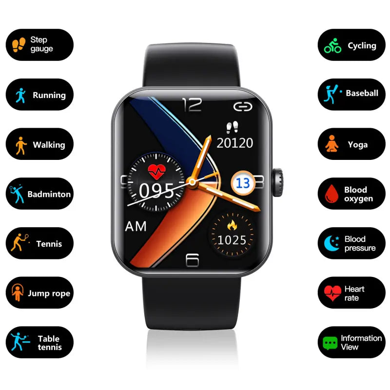 Goldenqblood Glucose Heart Rate Blood Pressure Blood Oxygen Body Temperature Detection Health Sports Waterproof Smart Wearable Smartphone Watcho