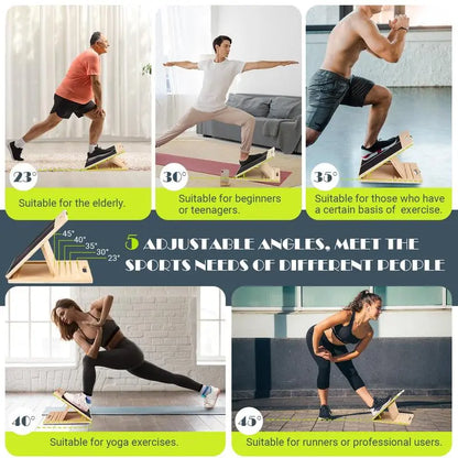 Slant Board for Calf Stretching Wooden Portable Calf Stretcher Board for Physical Support and Reducing Injury Risk Adjustable Incline Levels anti Slip Grip Surface