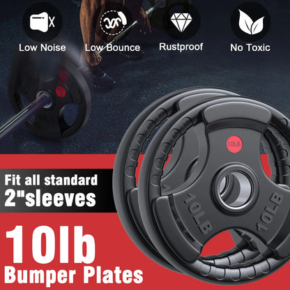 Hapsor Olympic Rubber Grip Plates 2-Inch Diameter 10LB-45LB for Secure Lifting Cast Iron Core Durable Rubber Shell Easy Grip for Home & Commercial Gyms