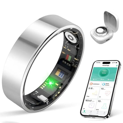 Smart Health Ring Fitness Tracker for Women Men Heart Rate Sleep Monitoring Step Counting IP68 Waterproof Activity Ring Compatible with Ios Android No Subscription