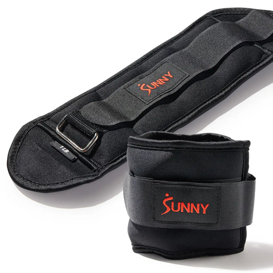 SUNNY Adjustable Ankle Weights Set of 2 1-5 Lbs 1Lb Removable Weights Padded Durable Sweat Resistant Customizable Fit for Home Gym Workouts Walking Running Jogging Cardio Pilates Strength Training Aerobics Fitness Exercise Toning Endurance Muscle Building