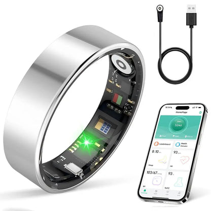 Smart Health Ring Fitness Tracker for Women Men Heart Rate Sleep Monitoring Step Counting IP68 Waterproof Activity Ring Compatible with Ios Android No Subscription