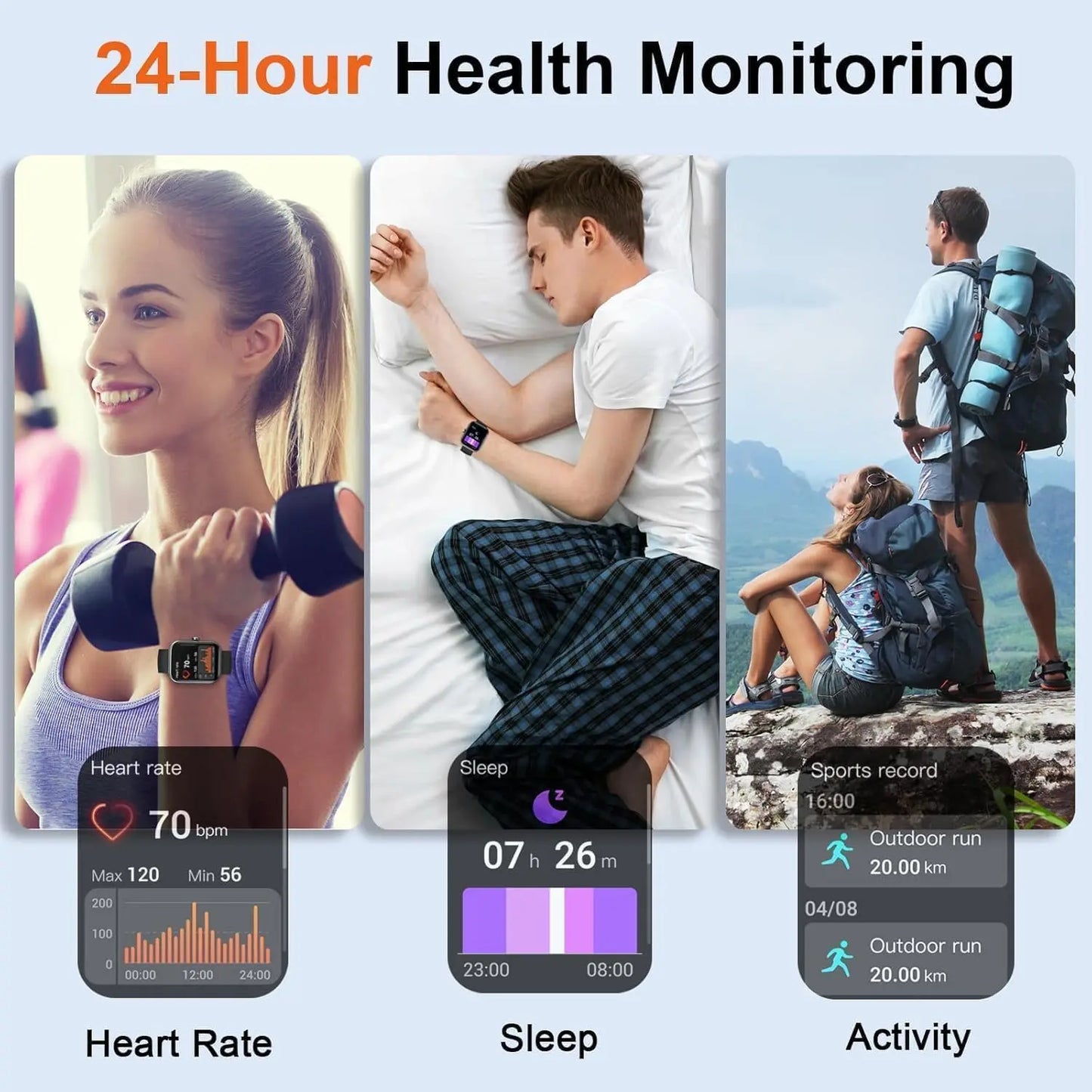 Smart Watch for Men Women(Answer/Make Calls), 2026 New 1.96" HD Smartwatch, Fitness Tracker with 110+ Sport Modes, IP68 Waterproof Pedometer, Heart Rate/Sleep/Step Monitor for Android Ios, Black