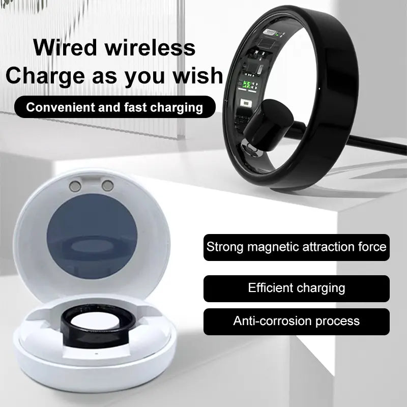 Smart Health Ring Fitness Tracker for Women Men Heart Rate Sleep Monitoring Step Counting IP68 Waterproof Activity Ring Compatible with Ios Android No Subscription