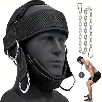 Heavy Duty Neck Trainer - Equipped with 30Inch Chains, 280 Lbs Weight Capacity, Adjustable Head Strap with Nylon Rope and Carabiner - Suitable for Gym, MMA, Weightlifting, Physical Training - Neck Strength Training Equipment, MMA Sports Gear,