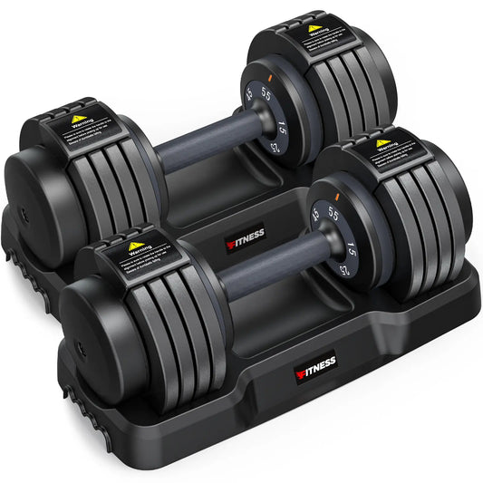 Bearbro 5-25LB / 15-55LB Adjustable Dumbbell for Home Gym Equipment, 5 in 1 Quickly Adjustable Weights Plates and Rack, Hand Weights Suitable Women and Men, Full Body Workout Fitness