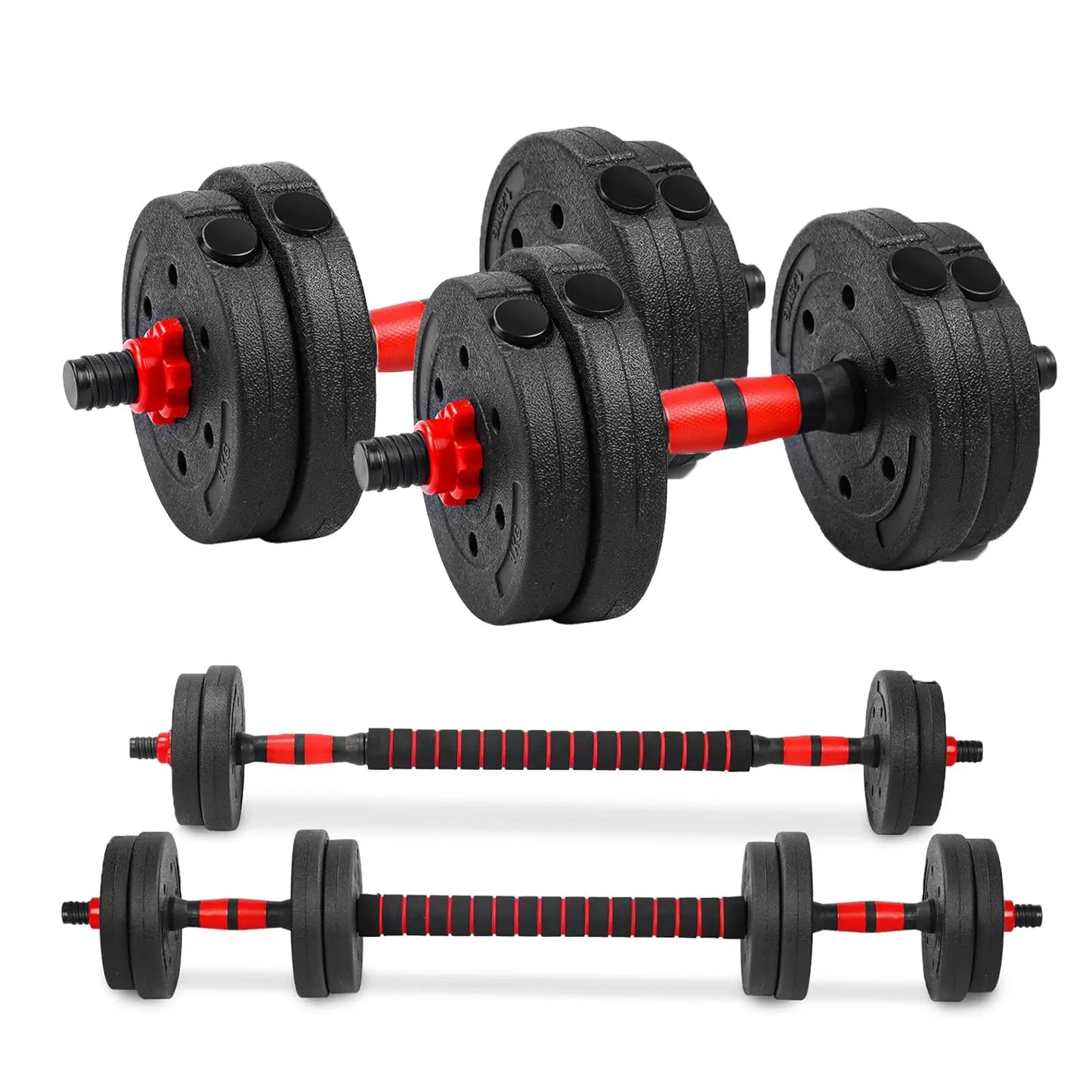 Summer Vibes 22 Lbs Adjustable Weights Dumbbells Set, Free Weights with Connector, Convertible Dumbbell Barbell Push-Up Stand Set, 3 in 1 Home Gym Fitness Weight Set for Men and Women