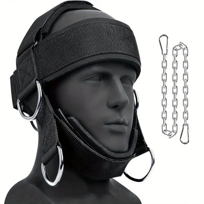 Heavy Duty Neck Trainer - Equipped with 30Inch Chains, 280 Lbs Weight Capacity, Adjustable Head Strap with Nylon Rope and Carabiner - Suitable for Gym, MMA, Weightlifting, Physical Training - Neck Strength Training Equipment, MMA Sports Gear,