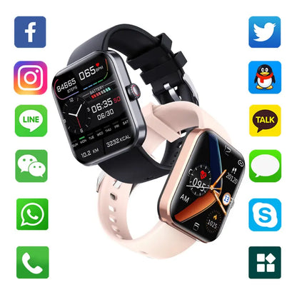 Goldenqblood Glucose Heart Rate Blood Pressure Blood Oxygen Body Temperature Detection Health Sports Waterproof Smart Wearable Smartphone Watcho