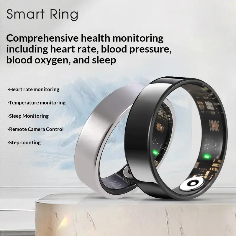 Smart Health Ring Fitness Tracker for Women Men Heart Rate Sleep Monitoring Step Counting IP68 Waterproof Activity Ring Compatible with Ios Android No Subscription