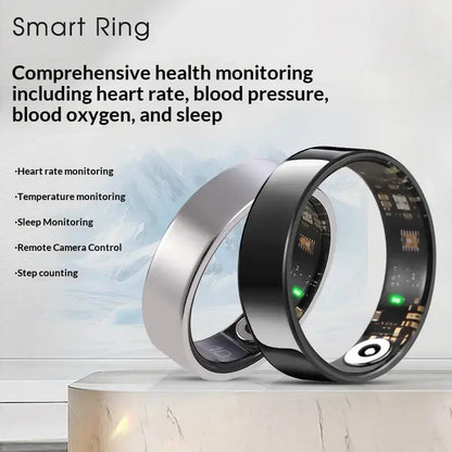 Smart Health Ring Fitness Tracker for Women Men Heart Rate Sleep Monitoring Step Counting IP68 Waterproof Activity Ring Compatible with Ios Android No Subscription