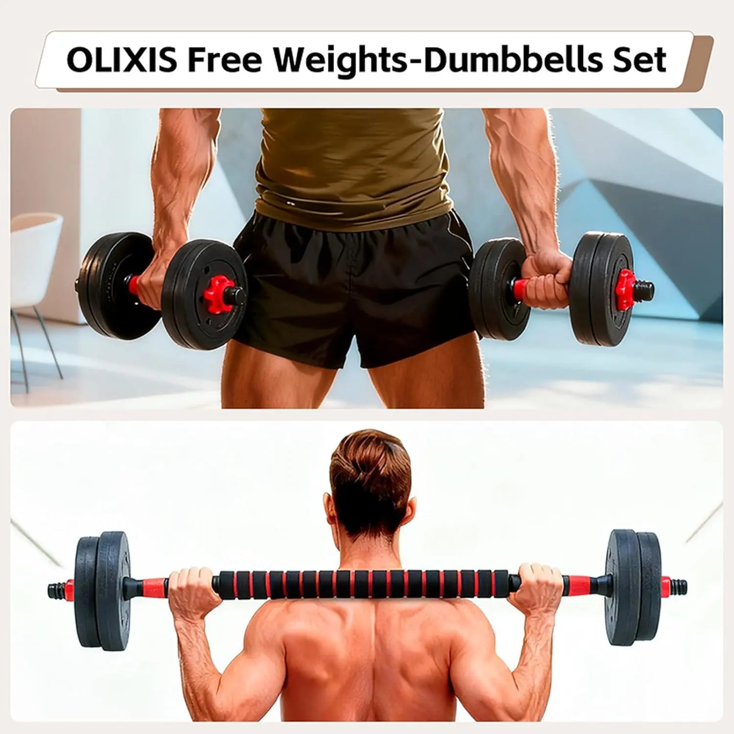 Summer Vibes 22 Lbs Adjustable Weights Dumbbells Set, Free Weights with Connector, Convertible Dumbbell Barbell Push-Up Stand Set, 3 in 1 Home Gym Fitness Weight Set for Men and Women