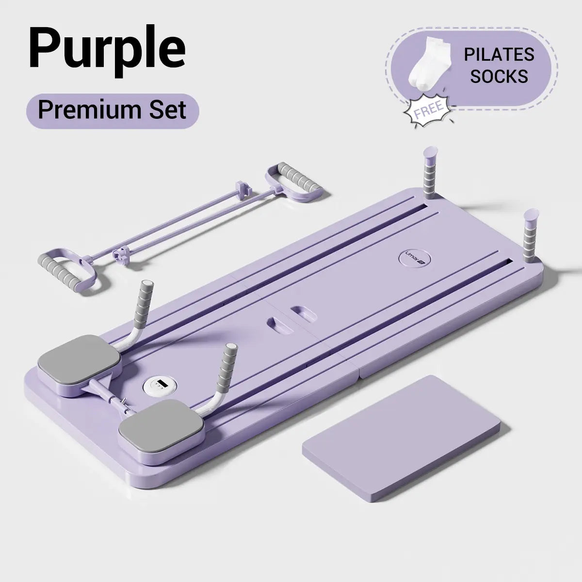 UMAY Pilates Board with Yoga Socks - Pilates Equipment Set, Multifunctional Foldable Home Pilates Board, 5-In-1 Pilates Skateboard