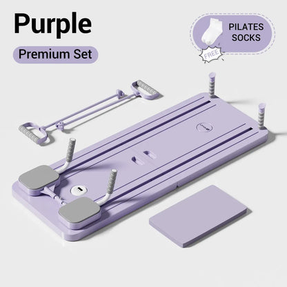 UMAY Pilates Board with Yoga Socks - Pilates Equipment Set, Multifunctional Foldable Home Pilates Board, 5-In-1 Pilates Skateboard