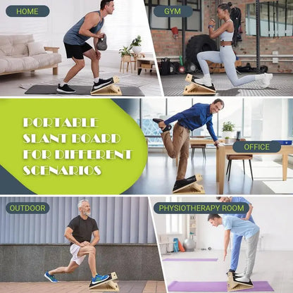 Slant Board for Calf Stretching Wooden Portable Calf Stretcher Board for Physical Support and Reducing Injury Risk Adjustable Incline Levels anti Slip Grip Surface