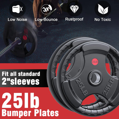 Hapsor Olympic Rubber Grip Plates 2-Inch Diameter 10LB-45LB for Secure Lifting Cast Iron Core Durable Rubber Shell Easy Grip for Home & Commercial Gyms