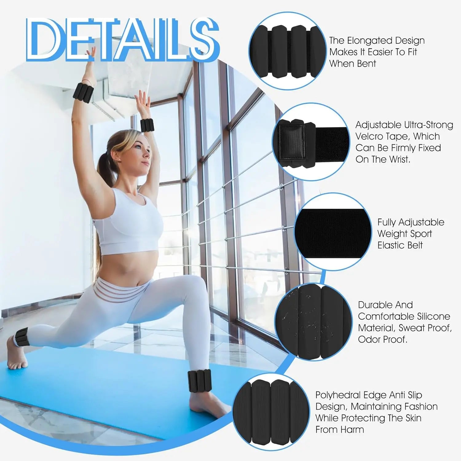 Elevate Your Fitness: Adjustable Silicone Wrist Weights - 2Pack for Enhanced Workouts in Yoga, Walking, and Gym Sessions