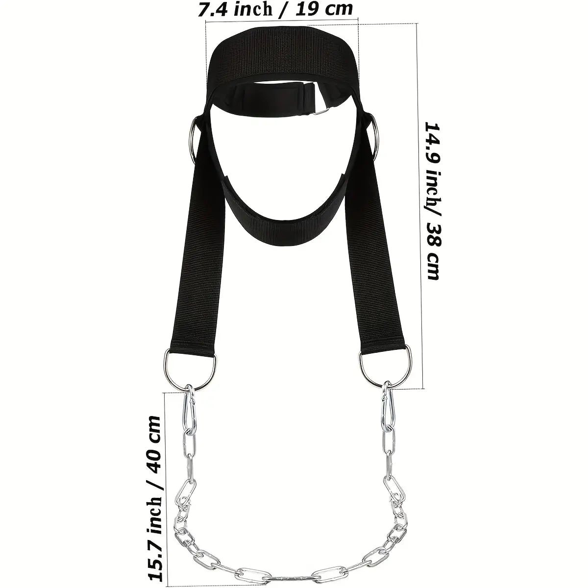 Heavy Duty Neck Trainer - Equipped with 30Inch Chains, 280 Lbs Weight Capacity, Adjustable Head Strap with Nylon Rope and Carabiner - Suitable for Gym, MMA, Weightlifting, Physical Training - Neck Strength Training Equipment, MMA Sports Gear,