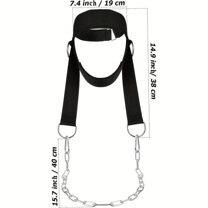 Heavy Duty Neck Trainer - Equipped with 30Inch Chains, 280 Lbs Weight Capacity, Adjustable Head Strap with Nylon Rope and Carabiner - Suitable for Gym, MMA, Weightlifting, Physical Training - Neck Strength Training Equipment, MMA Sports Gear,